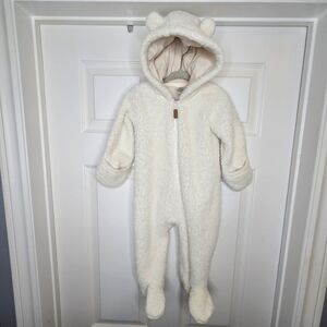 Carter's Sherpa Bunting Suit Footie Cozy With Hood Ears Cream Baby Size 9M